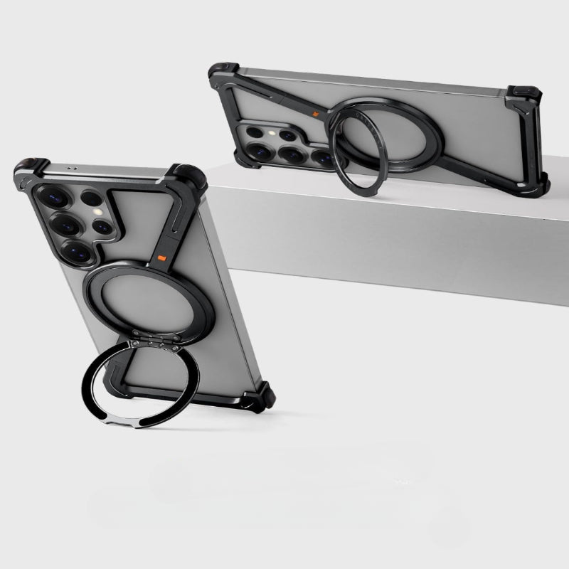 Z-Shape Metal Frameless MagSafe Rotation Stand Case For Samsung S25 Ultra