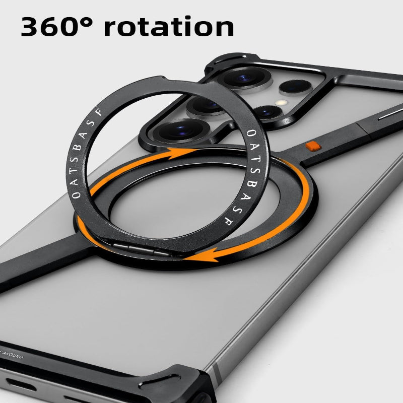 Z-Shape Metal Frameless MagSafe Rotation Stand Case For Samsung S25 Ultra