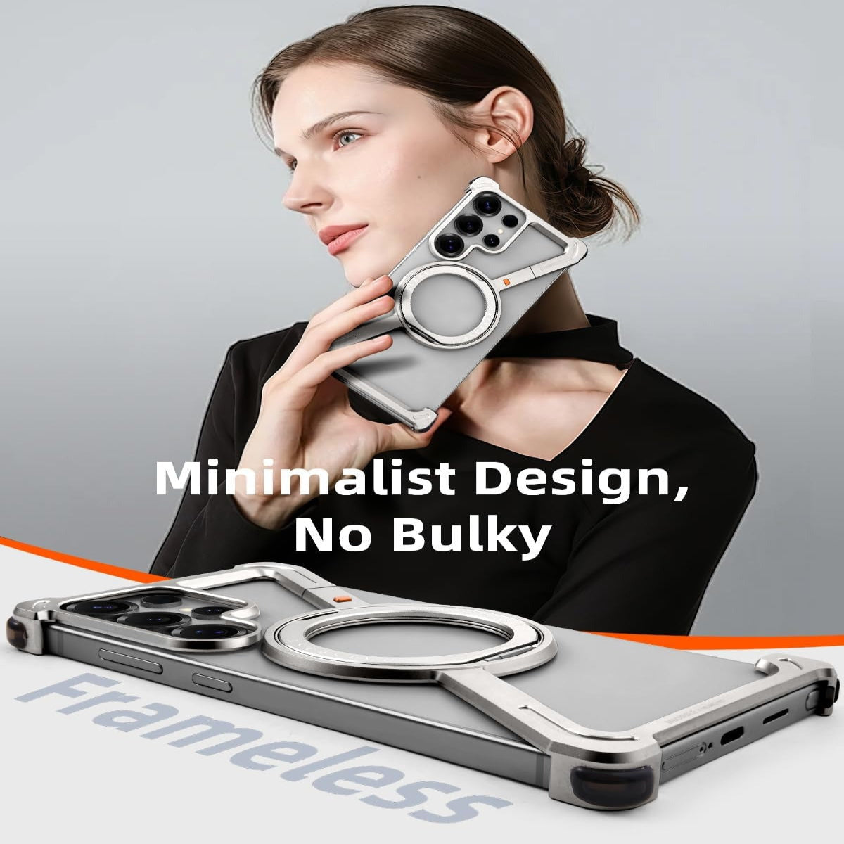 Z-Shape Metal Frameless MagSafe Rotation Stand Case For Samsung S25 Ultra