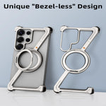 Z-Shape Metal Frameless MagSafe Rotation Stand Case For Samsung S25 Ultra